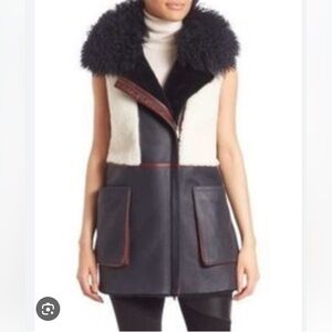 DIANE VON FURSTENBERG Lyle Shearling Leather Vest, Sz S